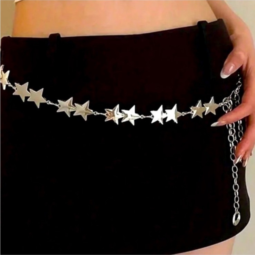 Adjustable Silver Star Chain Belt nwt